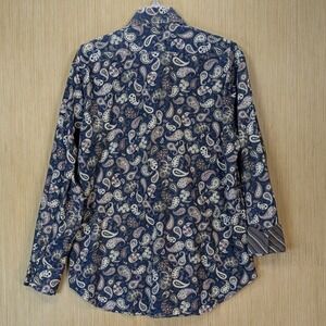 Tailorbyrd Shirt Mens Large Navy Blue Paisley Long Sleeve Button Down Cotton